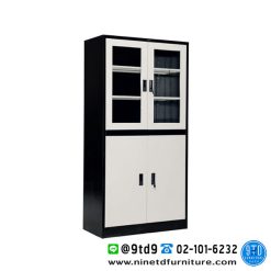ตู้เอกสาร 4 บานเปิด บนกระจก-ล่างทึบ 3 ฟุต