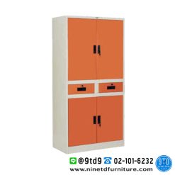 ตู้เอกสารสูง 4 บานเปิด มีลิ้นชัก บน-ล่างทึบ 3 ฟุต SC3F4P03