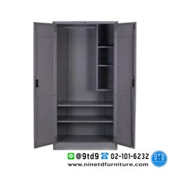 ตู้เสื้อผ้า 2 บานเปิดทึบ เสริมชั้นข้าง 3 ฟุต WD303F