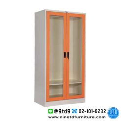 ตู้เสื้อผ้า 2 บานเปิดกระจกใสสูง 1 แผ่นชั้น 3 ฟุต WD3FGL1S