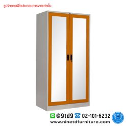 ตู้เสื้อผ้า 2 บานเปิดกระจกเงาสูง(กั้นกลาง) 2 แผ่นชั้น 3 ฟุต WD3FMRDC