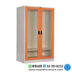 ตู้เสื้อผ้า 2 บานเปิดกระจกใสสูง 1 แผ่นชั้น 4 ฟุต WD4FGL1S