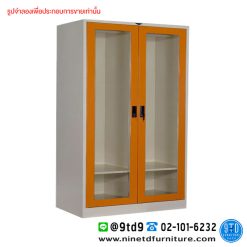 ตู้เสื้อผ้า 2 บานเปิดกระจกใสสูง(กั้นกลาง) 2 แผ่นชั้น 4 ฟุต WD4FGLDC