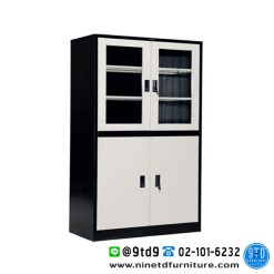 ตู้เอกสาร 4 บานเปิด บนกระจก-ล่างทึบ 4 ฟุต